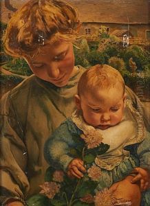 Mere Et Enfant Dans Le Jardin