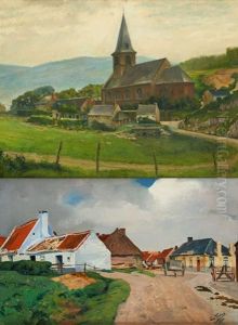 Vue Du Village Et Paysage A Nafraiture (2 Works)