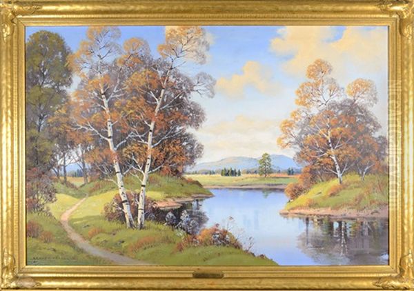 Summer Landscape With Birch Trees Along A River - view 1