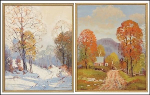 Winter Landscape And Barn In Autumn (2 Works) - view 1