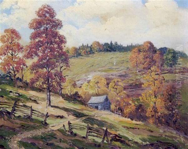 Fall Landscape With Cottage - view 1