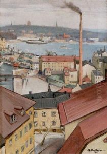 Hustak I Stockholm - Vy Mot Slussen by Carl Einar (Figge) Fredriksson