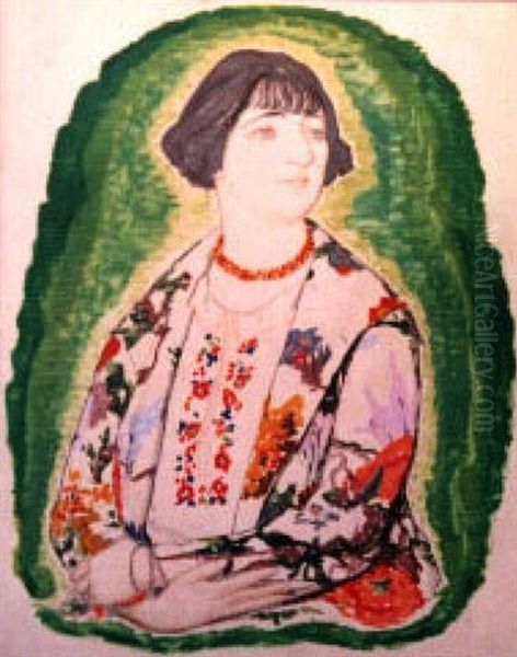 Woman In Embroidered Dress - view 1