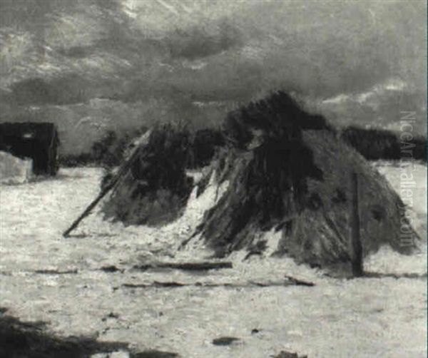 Haystacks In Winter - view 1