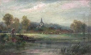 Rural Landscape Looking Towards A Church by James Aumonier