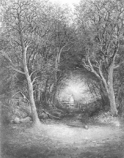 Rustic Landscape With Cottage - view 1