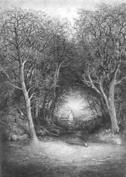 Rustic Landscape With Cottage - view 1