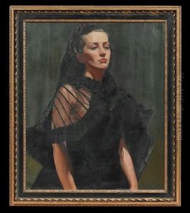 Portrait Of An Elegant Woman In Black by Frederick Warren Freer