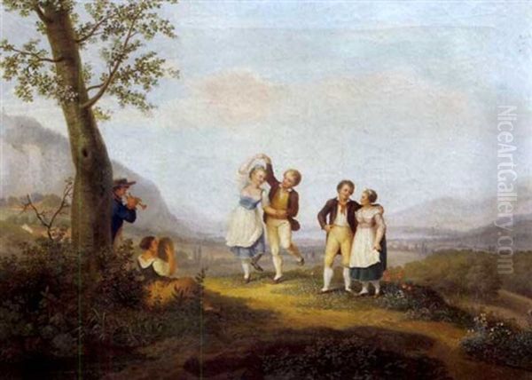 Tanzende Und Musizierende Jugend Mit Blick Auf Genfersee - view 1