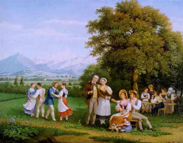 Fest Auf Dem Lande Bei Genf Mit Blick Auf Den Montblanc - view 1