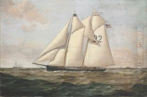 The Pilot Boat "washington #22" With Steamships And A Clipper Ship In The Distance