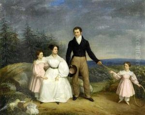 Portrait De Famille Dans Un Paysage by Jacques-Noel-Marie Fremy