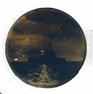 Candle-smoke Drawing Of A Naval Ship