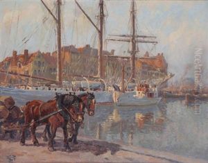 Geanimeerd Havengezicht by Lucien Frennet