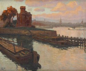 Coucher De Soleil Sur Les Peniches by Lucien Frennet