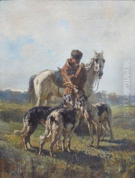 Dismounted Hunter With Dogs - view 1