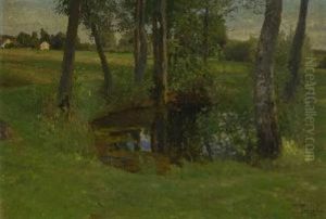 Teich In Baumlandschaft by Oskar Frenzel