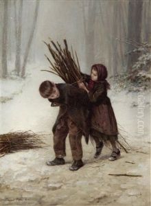 The Young Faggot Gatherers by Charles Edouard Frere