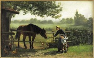 Young Girl Feeding A Horse Young Girl Feeding A Horse