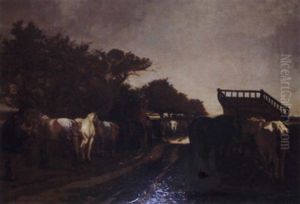 Le Marche Aux Chevaux Dans Le Pays D'auge by Charles Edouard Frere