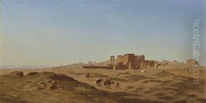 Camel Caravans In Thebes by Charles Theodore Frere