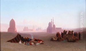 Cairo Desert Scene With Mosques by Charles Theodore Frere