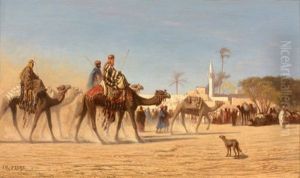 L'arrivee De La Caravane by Charles Theodore Frere