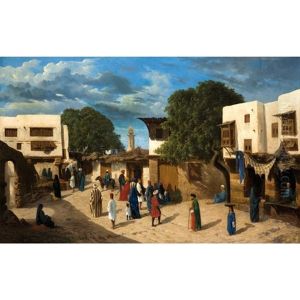 Promeneurs Sur Une Place En Orient