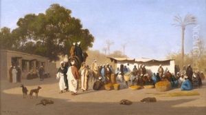 Scene De Marche Au Caire by Charles Theodore Frere