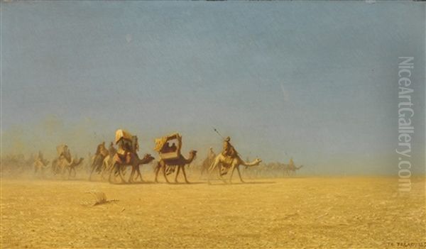 Camel Train In The Desert - view 1