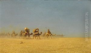 Camel Train In The Desert by Charles Theodore Frere