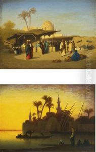 The Market Place And Along The Nile: A Pair by Charles Theodore Frere