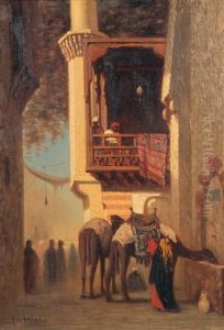 Coin De Rue Au Mouski Au Caire by Charles Theodore Frere