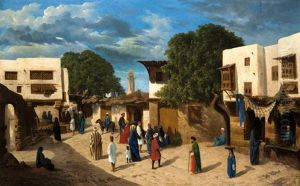 Promeneurs Sur Une Place En Orient by Charles Theodore Frere
