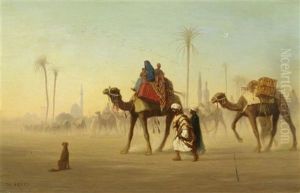 Beduinen In Der Wuste Mit Kamel by Charles Theodore Frere