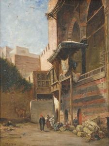 An Early Morning Courtyard With Merchants To One Side And A Woman Washing Clothes On The Other An Early Morning Courtyard With Merchants To One Side And A Woman Washing Clothes On The Other
