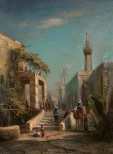 Maisons Et Mosquee Au Caire by Charles Theodore Frere