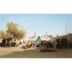 Campement Bedouin Au Caire by Charles Theodore Frere