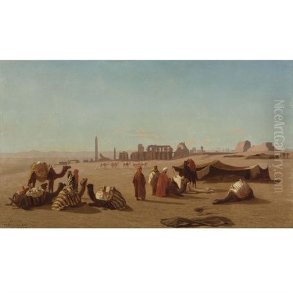 A Caravan At Rest, The Temple Of Karnak, Thebes In The Distance - view 1