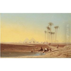 Oasis Pres Des Pyramides by Charles Theodore Frere