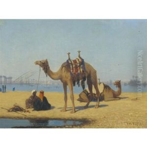 Camels By The Nile by Charles Theodore Frere