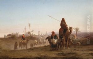 Caravaniers Aux Abords D'une Ville Du Levant
