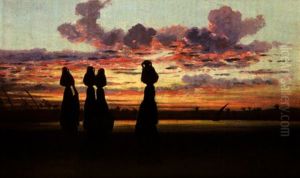Soleil Couchant, Bord Du Nil by Charles Theodore Frere