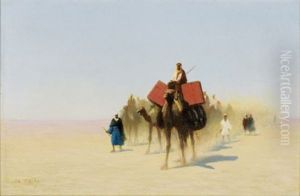 Une Caravane De Marchands Egyptiens, Desert De Suez by Charles Theodore Frere