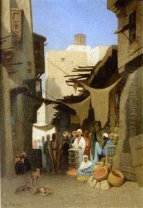 Rue Copte Au Caire by Charles Theodore Frere