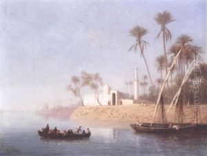 Vue De Boulak Pres Du Caire by Charles Theodore Frere