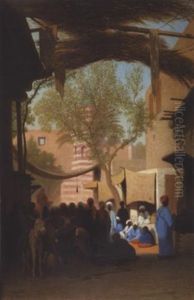 Scene De Marche Au Caire by Charles Theodore Frere