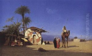 Halte Au Bord Du Nil by Charles Theodore Frere