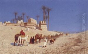 Arrivee De La Caravane, Pres Du Nil by Charles Theodore Frere