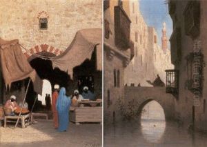 Entree De Bazaar A Alexandria, Egypt by Charles Theodore Frere